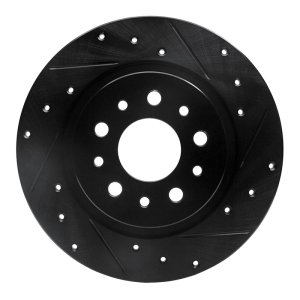 Fiat 500L Brake Rotor (1) - Rear Right - R1 Concepts - Drilled & Slotted - Black - `14-`19